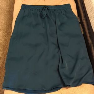 Green Satin Midi Skirt. Size L